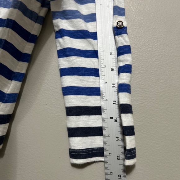 Talbots Women's Blouse SP White Blue Striped Cotton Nautical Casual Lagenlook - Picture 8 of 9